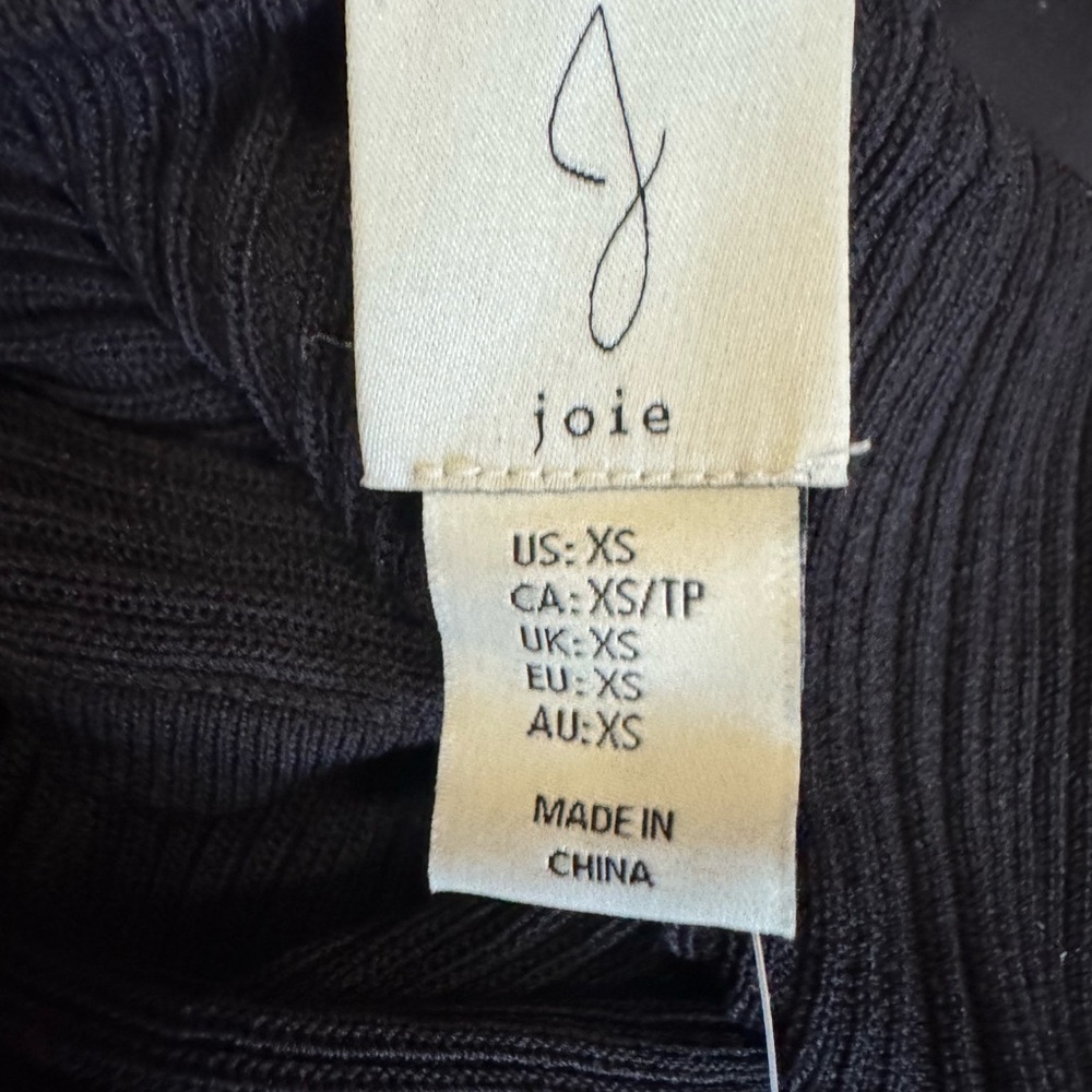 NWT Joie Black Ribbed Knit Tank Top XS/TP Viscose Nylon Stretch Sleeveless - Picture 3 of 4